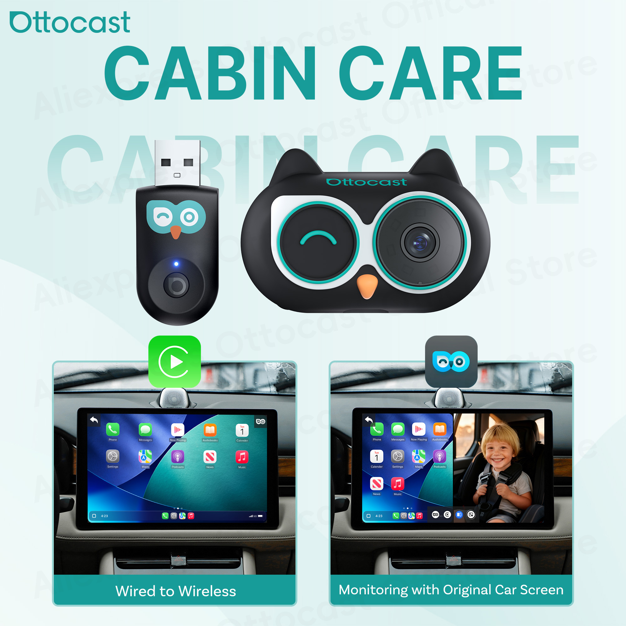 Wireless Baby Monitor - Ottocast Cabin Care Adapter Wireless CarPlay