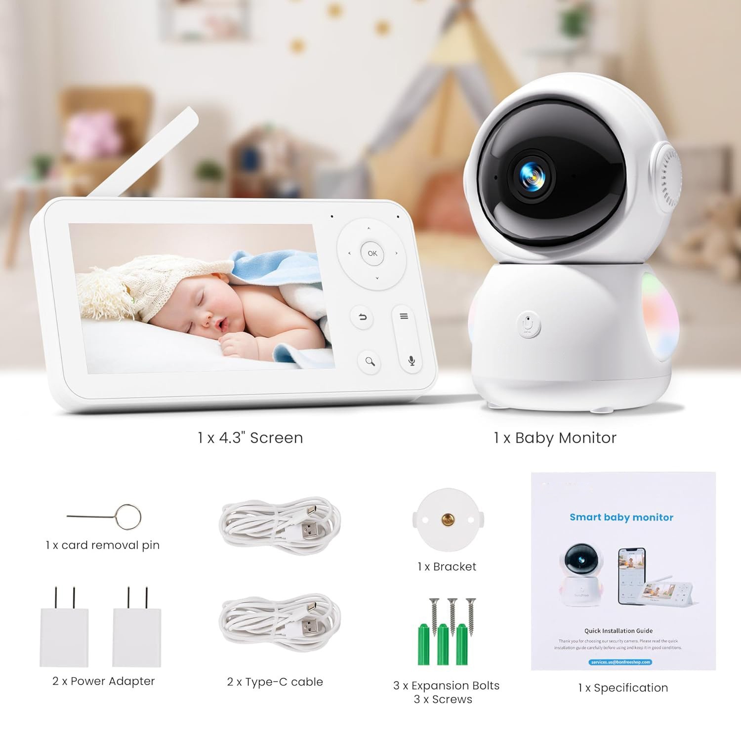 4.3Inch Screen 2MP 1080P Full  – обзор и цена Wireless Baby Monitor