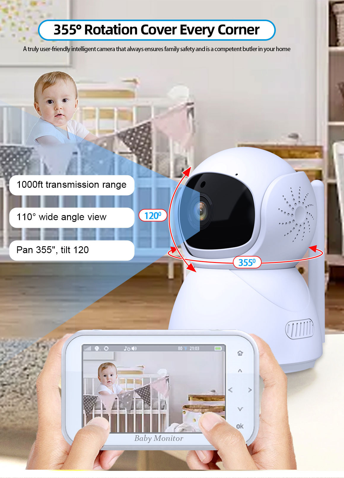 720P Wireless PTZ Baby Monitor – обзор и цена Wireless Baby Monitor