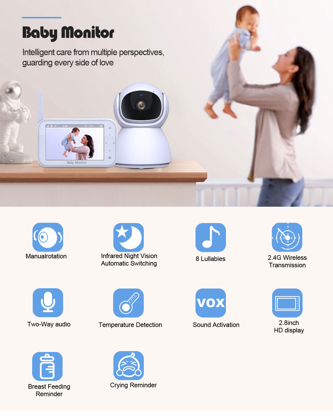 720P Wireless PTZ Baby Monitor – обзор и цена Wireless Baby Monitor